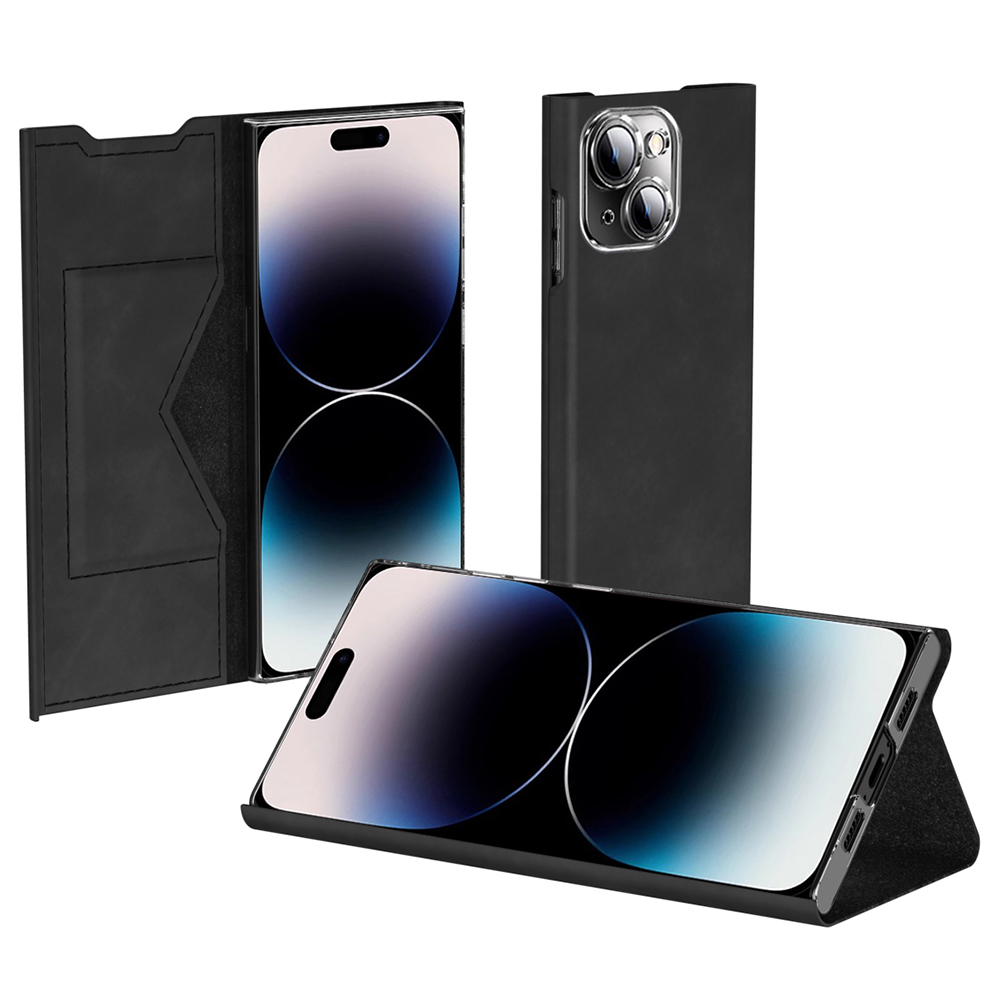 

Telefonhülle Mit Kartensteckplatz Für Iphone 15, Nappa Textur PU Leder + PC Stand Cover - Schwarz, iPhone 15