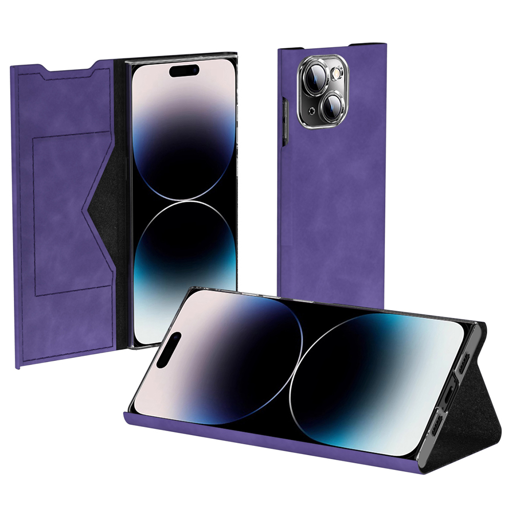 

Kartenhalter PU Leder + PC Hülle Für Iphone 13, Nappa Texture Phone Cover Mit Stand - Lila, iPhone 13