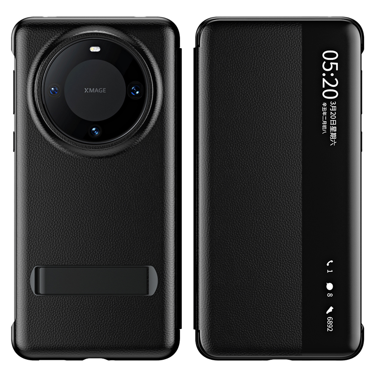 

Für Huawei Mate 60 Pro View Window PU Leder -telefonhülle Kickstand -telefonabdeckung - Schwarz, Huawei Mate 60 Pro