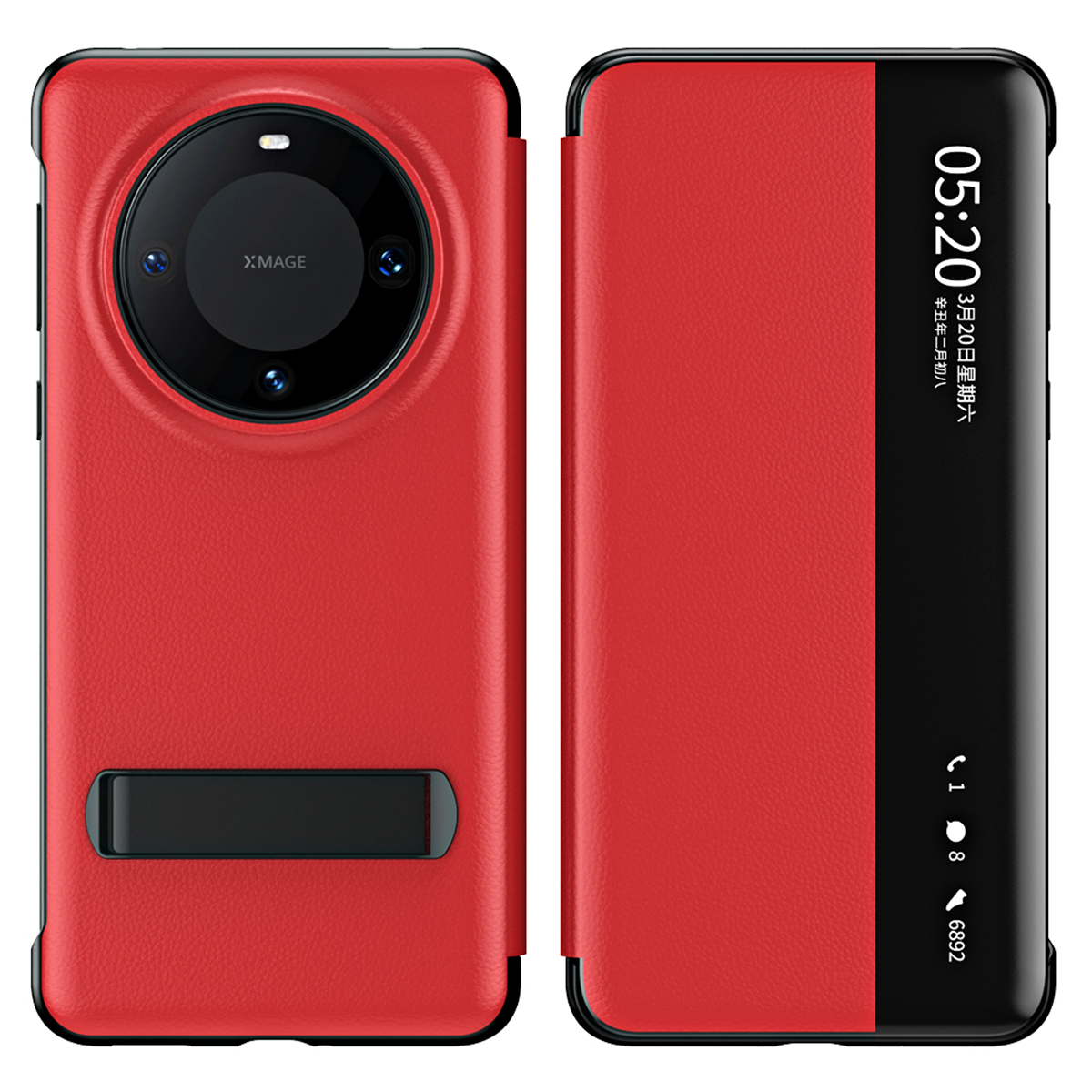 

Für Huawei Mate 60 Pro View Window PU Leder -telefonhülle Kickstand -telefonabdeckung - Rot, Huawei Mate 60 Pro