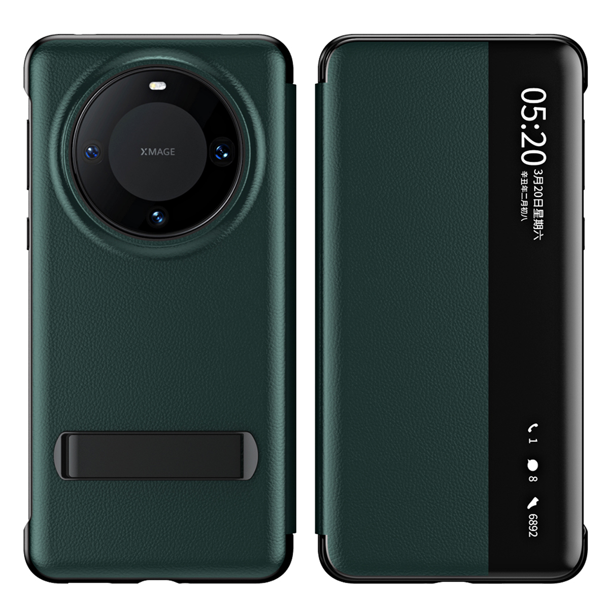 

Für Huawei Mate 60 Pro View Window PU Leder -telefonhülle Kickstand -telefonabdeckung - Grün, Huawei Mate 60 Pro