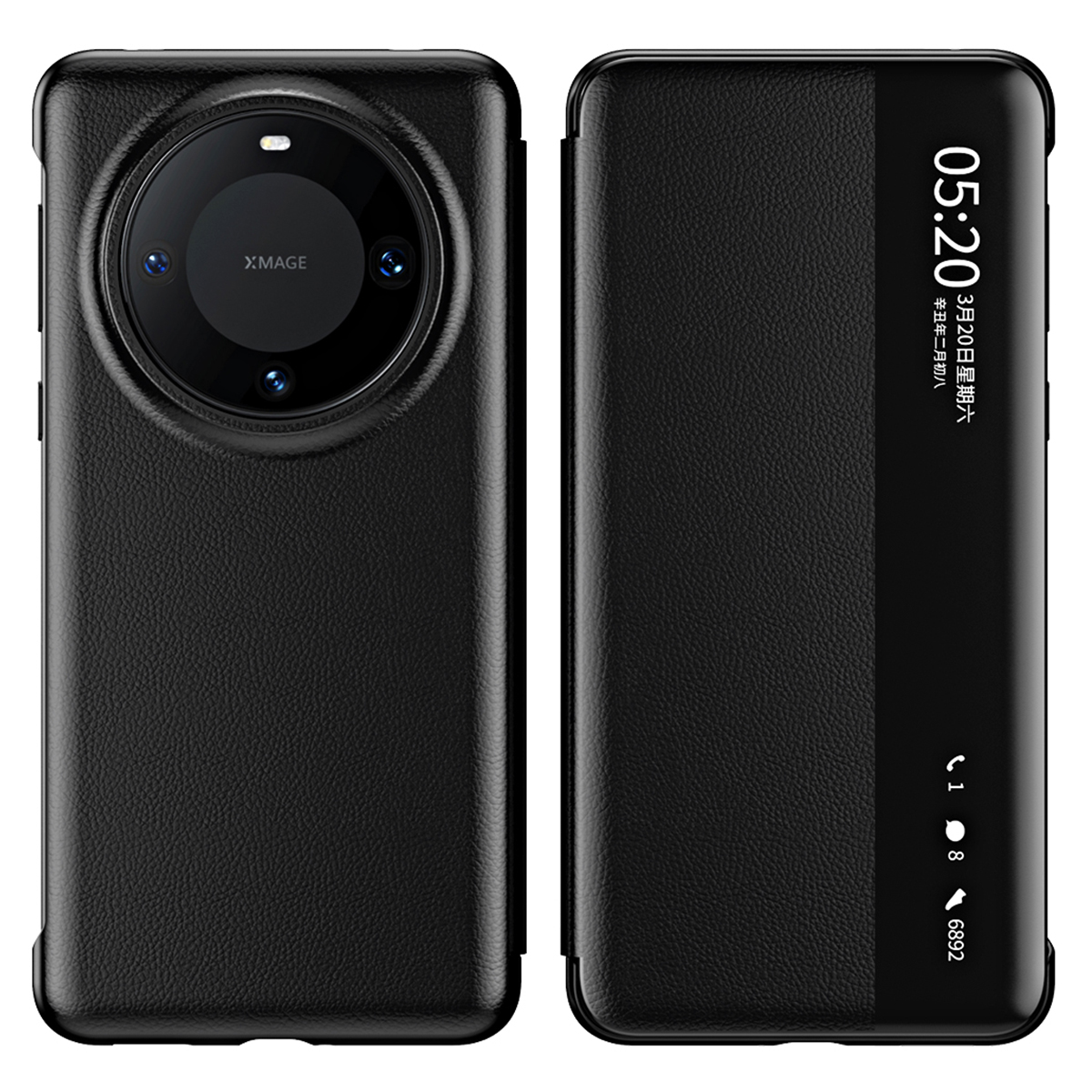 

Für Huawei Mate 60 Pro View Window Smartphone Case Litchi Textur PU Leder + PC -telefonabdeckung - Schwarz, Huawei Mate 60 Pro