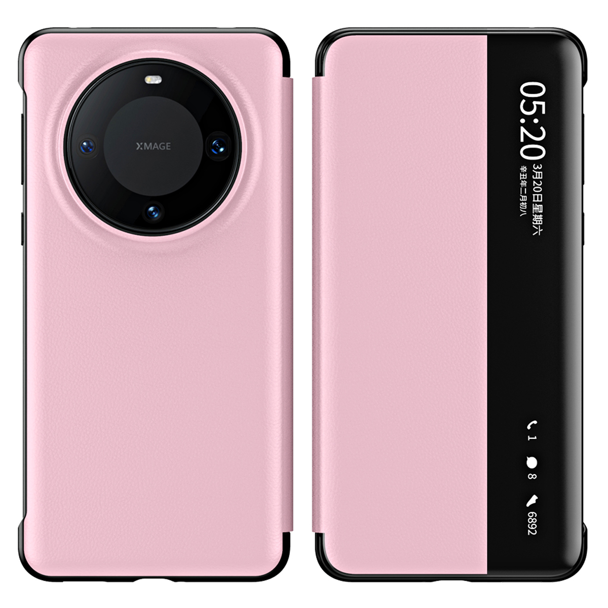 

Für Huawei Mate 60 Pro View Window Smartphone Case Litchi Textur PU Leder + PC -telefonabdeckung - Rosa, Huawei Mate 60 Pro