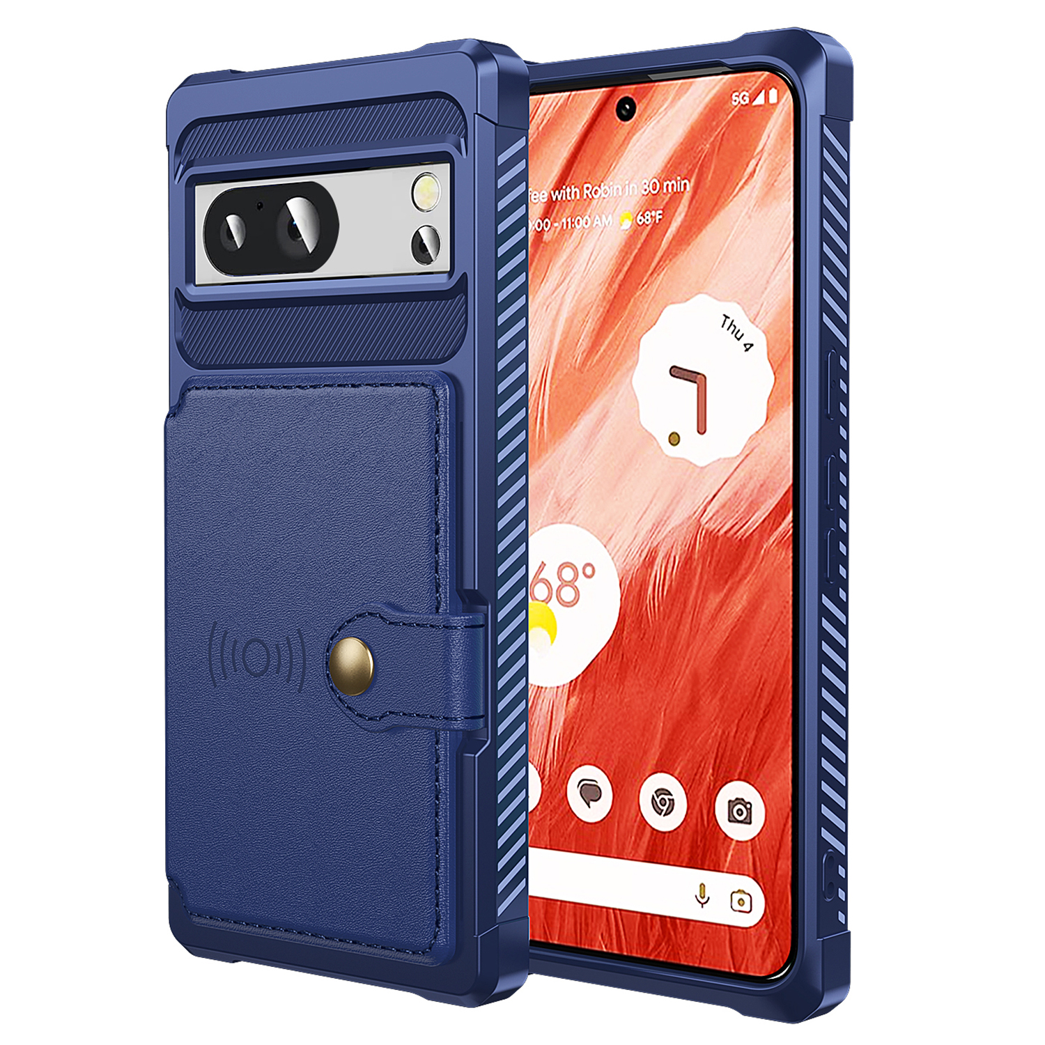 

Für Google Pixel 8 Pro PU Leder+tpu Anti-drop-deckungskartenbeutel Phone Hülle Hilfsmagnetautohalterung - Blau, Google Pixel 8 Pro