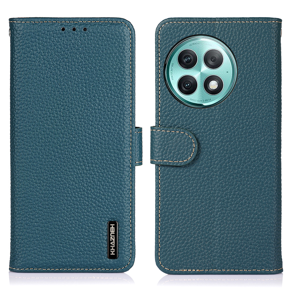 

Khazneh Für OnePlus Ace 2 Pro 5g Echte Kuh Leder -telefonhülle Litchi Textur Stand Wallet Wallet - Grün, OnePlus Ace 2 Pro 5G