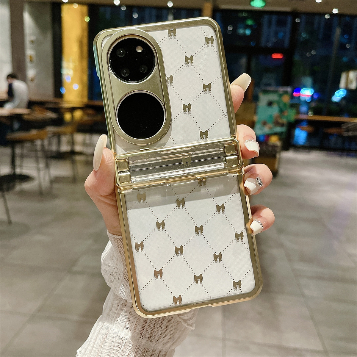 

Hartes PC -telefonabdeckung Für Huawei P50 Pocket Schmetterlingsmuster Dekor Schutzphase - Gelb, Huawei P50 Pocket
