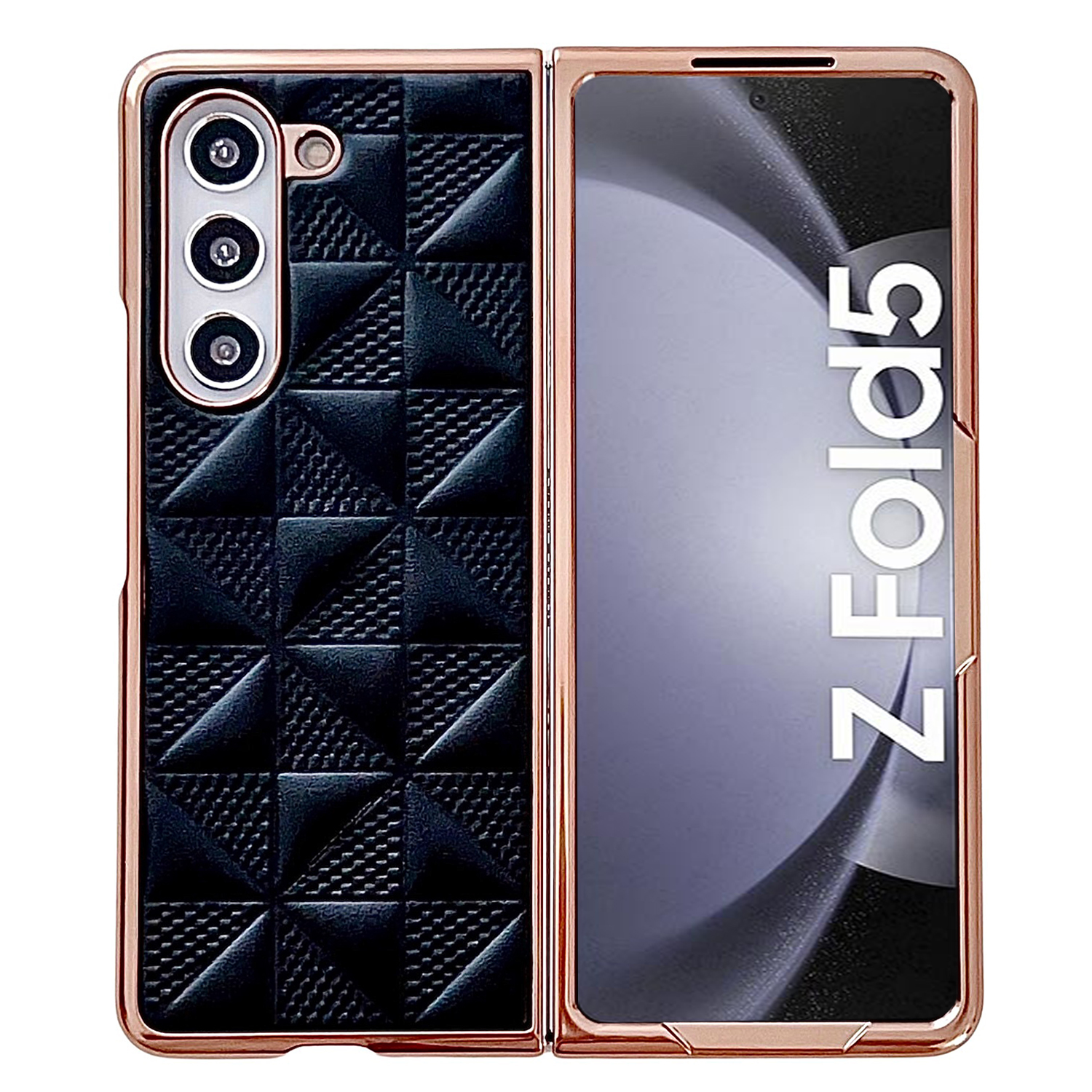 

Für Samsung Galaxy Z Fold5 5G PU Lederbeschichtete PC -telefonkoffer -gittermuster -elektroplattenabdeckung - Schwarz, Galaxy Z Fold5 5G