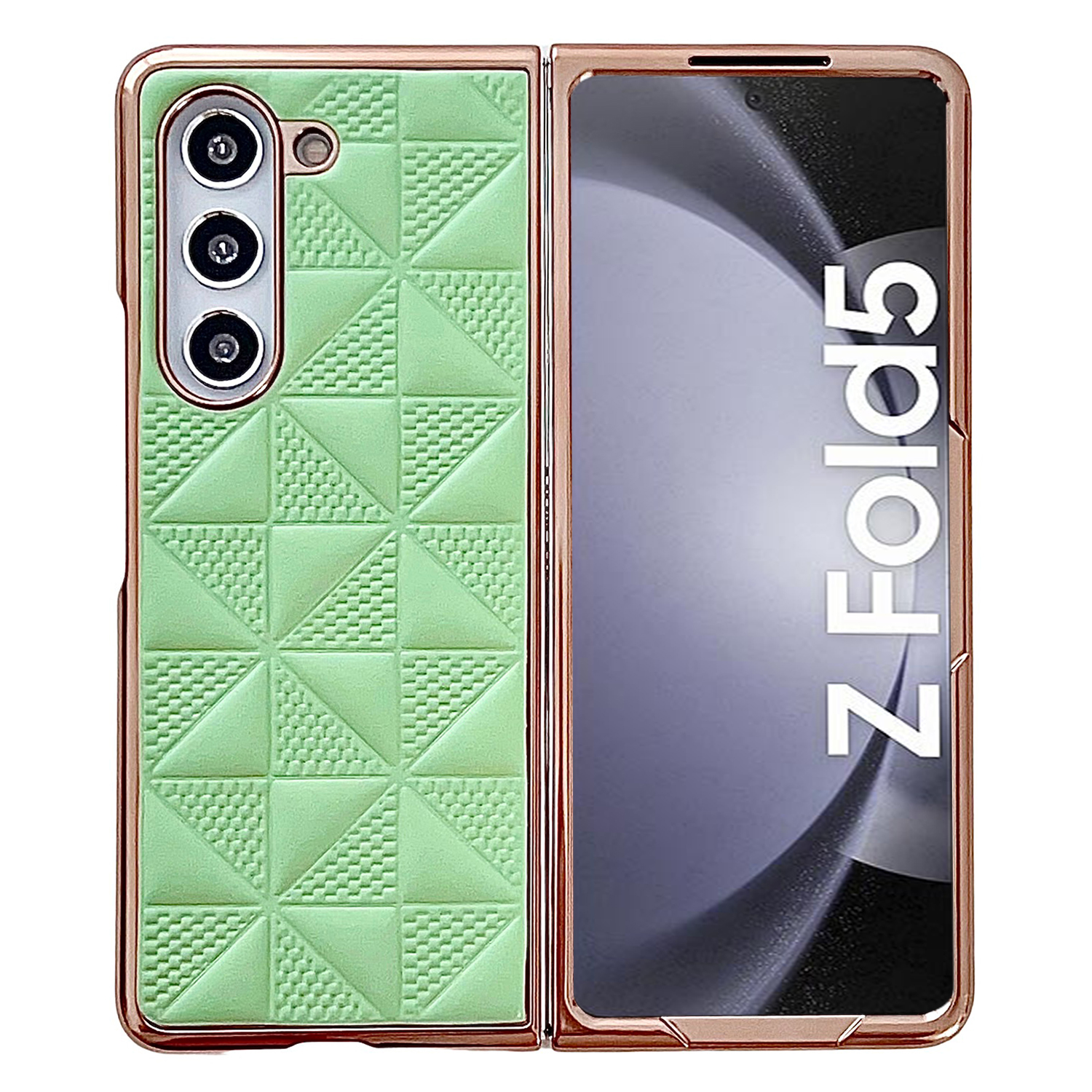 

Für Samsung Galaxy Z Fold5 5G PU Lederbeschichtete PC -telefonkoffer -gittermuster -elektroplattenabdeckung - Hellgrün, Galaxy Z Fold5 5G