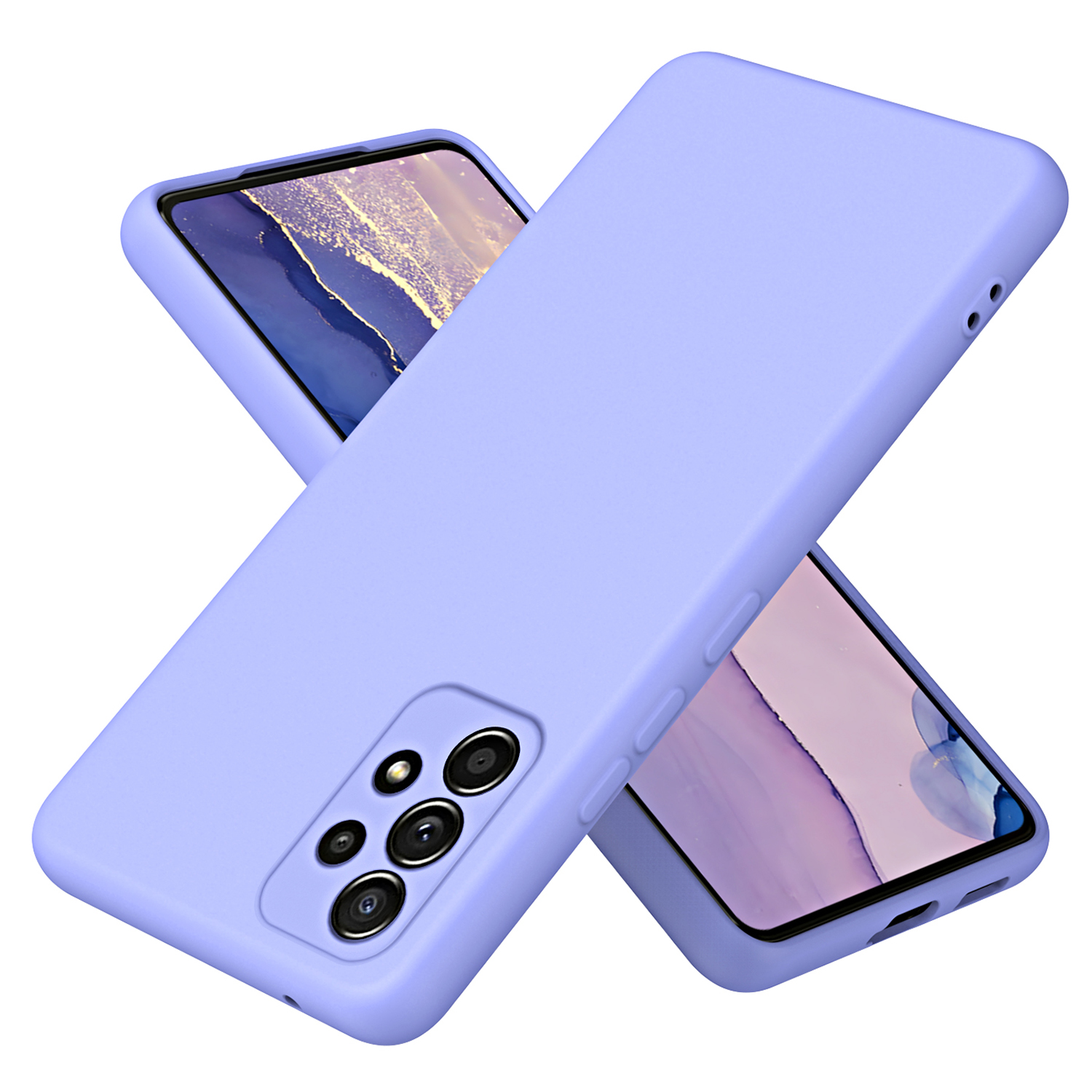 

Gummiert 2,2 mm TPU -telefongehäuse Für Samsung Galaxy A52 4G / 5g / A52s 5g, Faserfaserschockabdeckung - Lila, Galaxy A52 4G