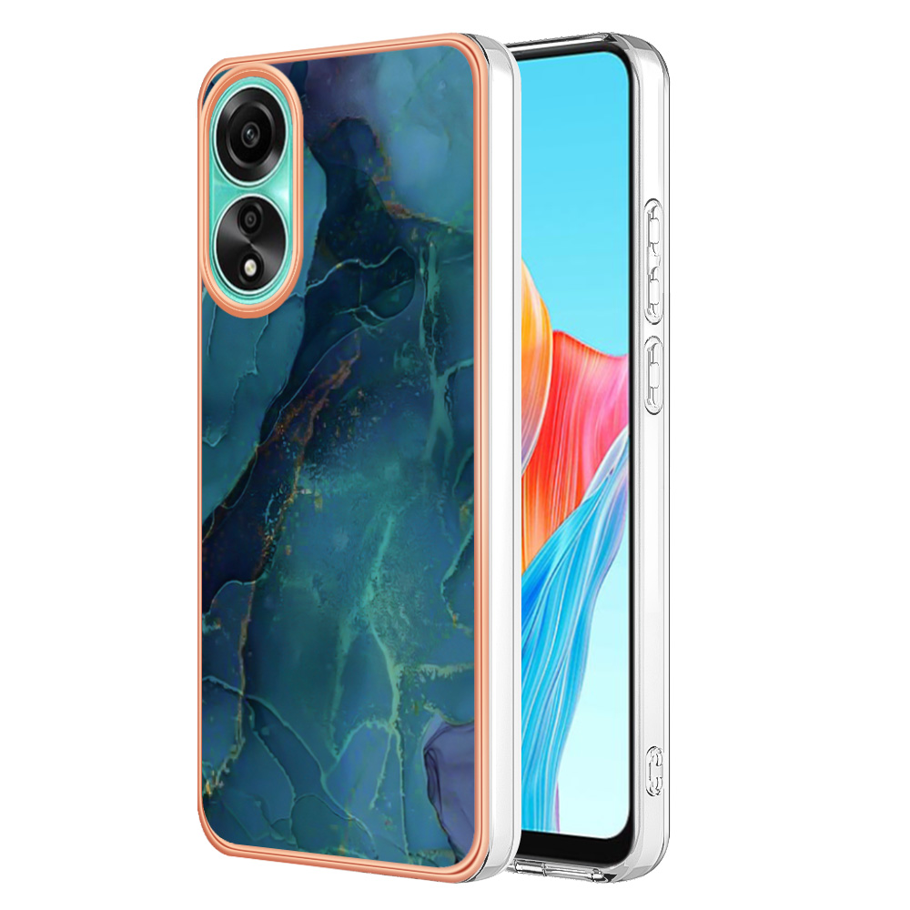 

YB IMD Series-16 Style-e Marble Muster Telefonhülle Für Oppo A78 4g, IMD 2,0 mm Tpu-elektroplattenabdeckung - Grün, Oppo A78 4G