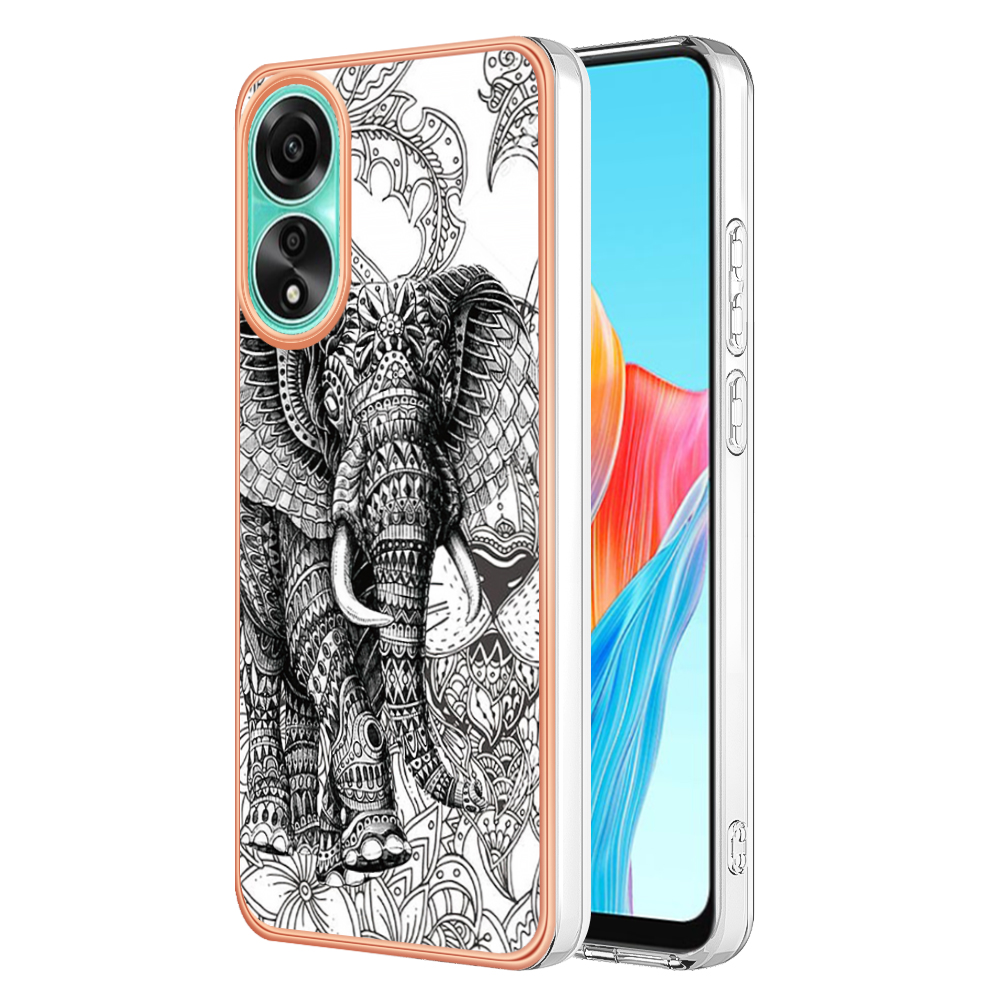 

YB IMD Series-19-stil D Für Oppo A78 4G Muster Phone Hülle Elektroplattiert 2,0 mm TPU Imd-abdeckung - Totem -elefant, Oppo A78 4G