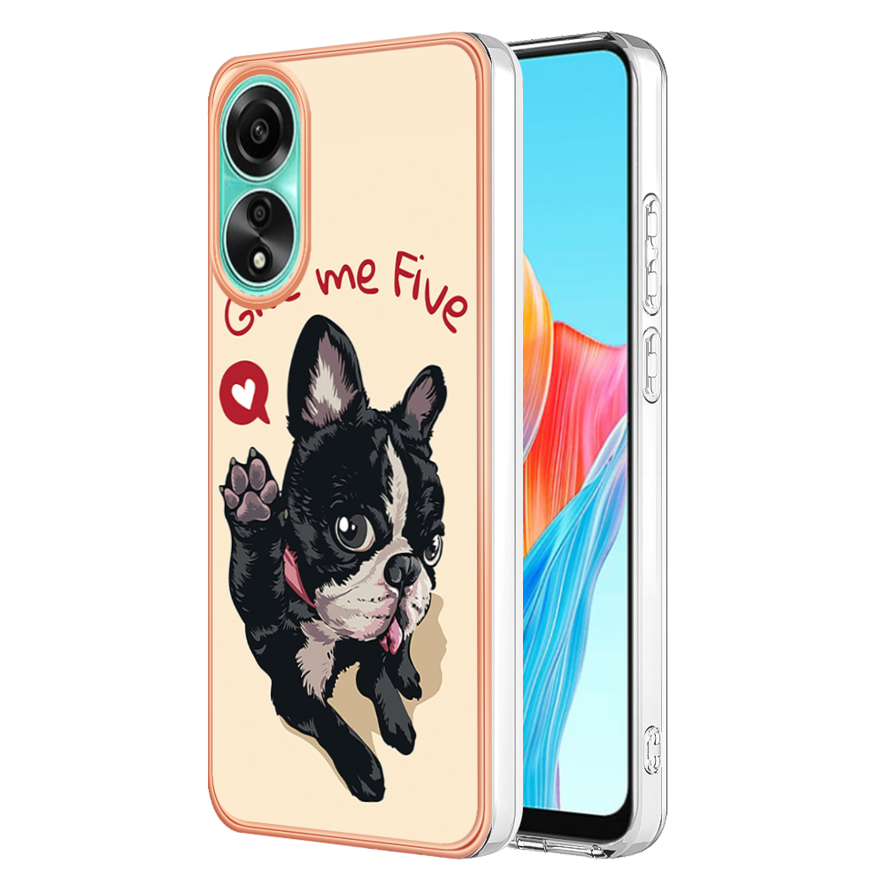 

YB IMD Series-19-stil D Für Oppo A78 4G Muster Phone Hülle Elektroplattiert 2,0 mm TPU Imd-abdeckung - Hund, Oppo A78 4G
