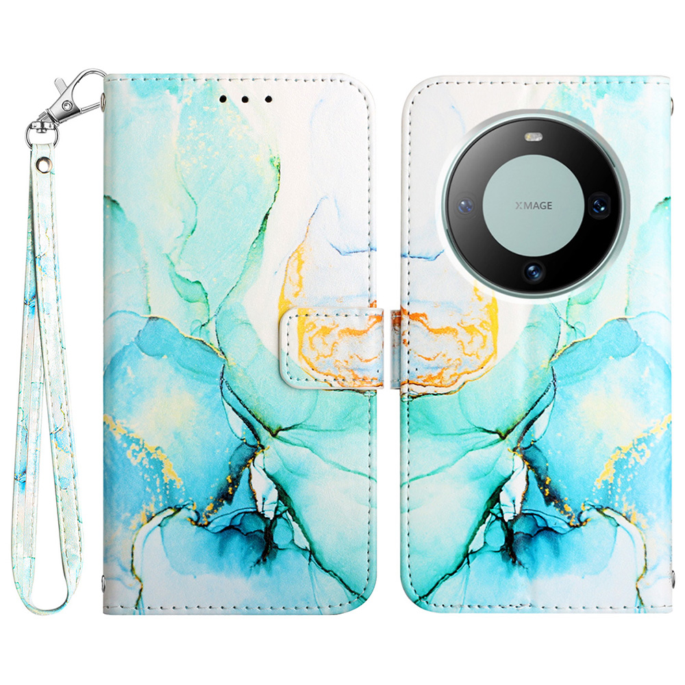

YB Muster Druckleder Serie-5 Für Huawei Mate 60 Pro Leather Phone Hülle Wallet Wallet Cover - Grüner LS003, Huawei Mate 60 Pro