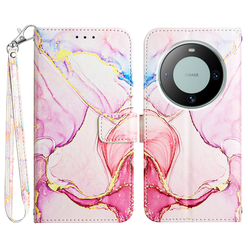 

YB Muster Druckleder Serie-5 Für Huawei Mate 60 Pro Leather Phone Hülle Wallet Wallet Cover - Roségold LS005, Huawei Mate 60 Pro