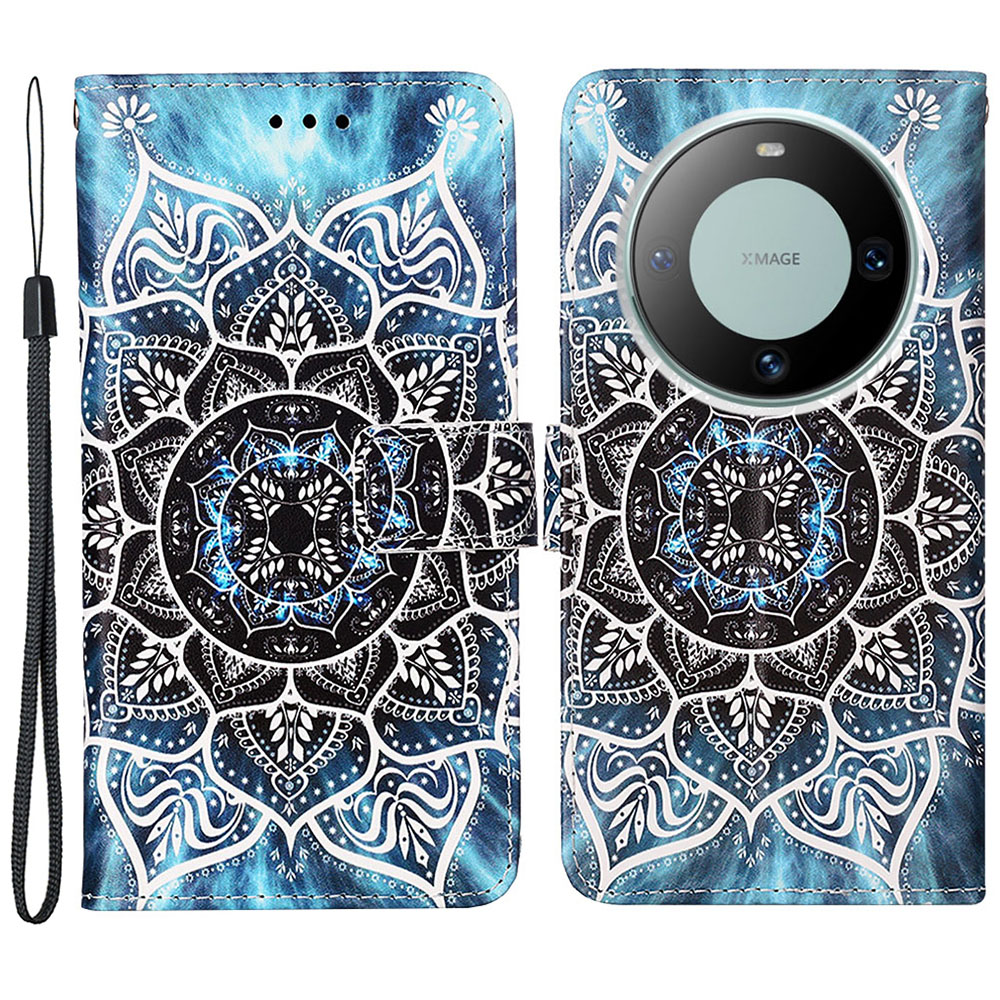 

YB Muster Druckleder Serie-4 Für Huawei Mate 60 Wallet Phone Hülle PU Lederabdeckung - Mandala Blume, Huawei Mate 60