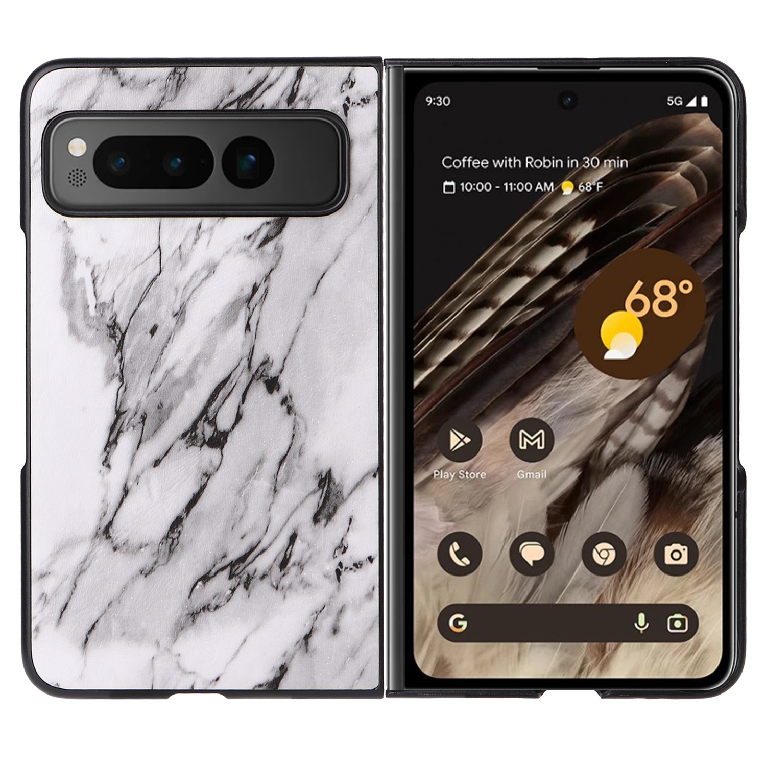 

Schockproof PU + pc + Tpu-telefonhülle Für Google Pixel Fold Anti-kratzer-telefon-shell-abdeckung - Marmorstruktur, Google Pixel Fold