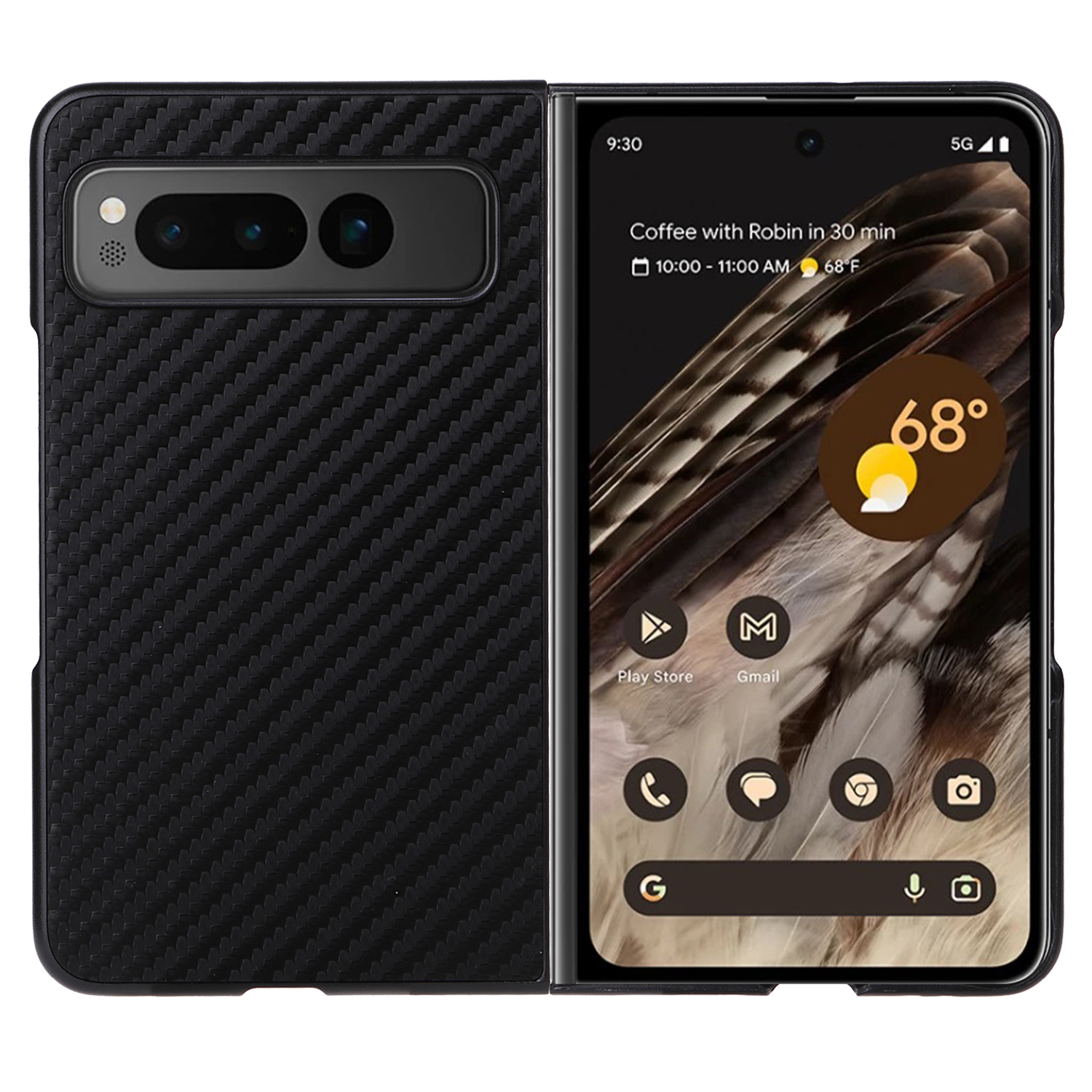 

Schockproof PU + pc + Tpu-telefonhülle Für Google Pixel Fold Anti-kratzer-telefon-shell-abdeckung - Kohlefasertextur, Google Pixel Fold