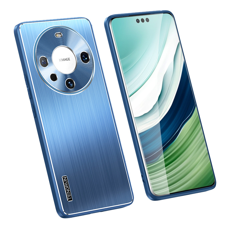 

Schutzhülle Für Huawei Mate 60 Gebürstete Telefonhülle Anti-kratzer-tpu+metall-rückseite Mit Cd-venen-objektivschutz - Navy Blau, Huawei Mate 60