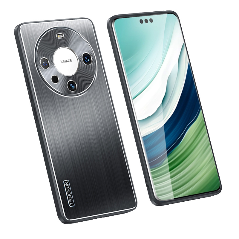 

Schutzhülle Für Huawei Mate 60 Gebürstete Telefonhülle Anti-kratzer-tpu+metall-rückseite Mit Cd-venen-objektivschutz - Schwarz, Huawei Mate 60