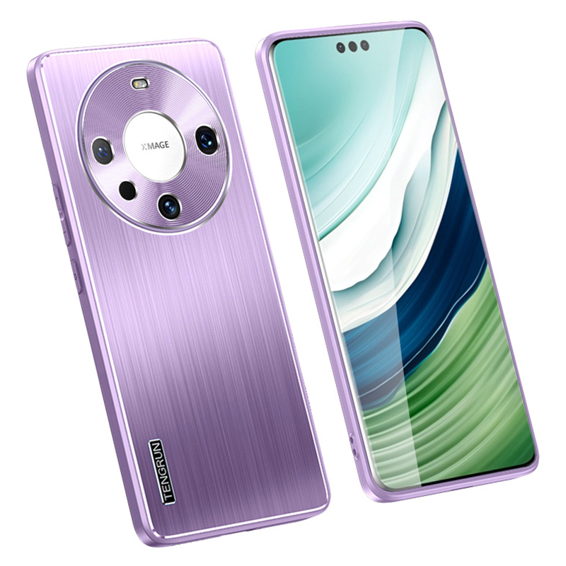 

Stoßdichtes Schlankes Gehäuse Für Huawei Mate 60 Pro Anti-drogen Gebürstete Metall+tpu Back Telefonabdeckung Mit Cd-venen-objektivschutz - Lila, Huawei Mate 60 Pro