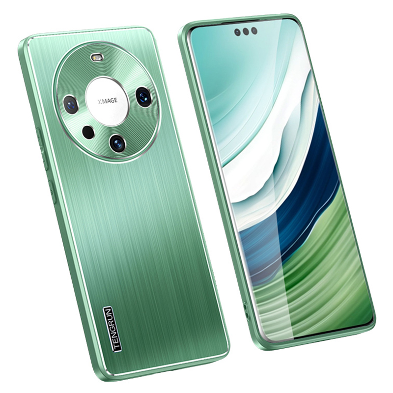 

Stoßdichtes Schlankes Gehäuse Für Huawei Mate 60 Pro Anti-drogen Gebürstete Metall+tpu Back Telefonabdeckung Mit Cd-venen-objektivschutz - Matcha Green, Huawei Mate 60 Pro