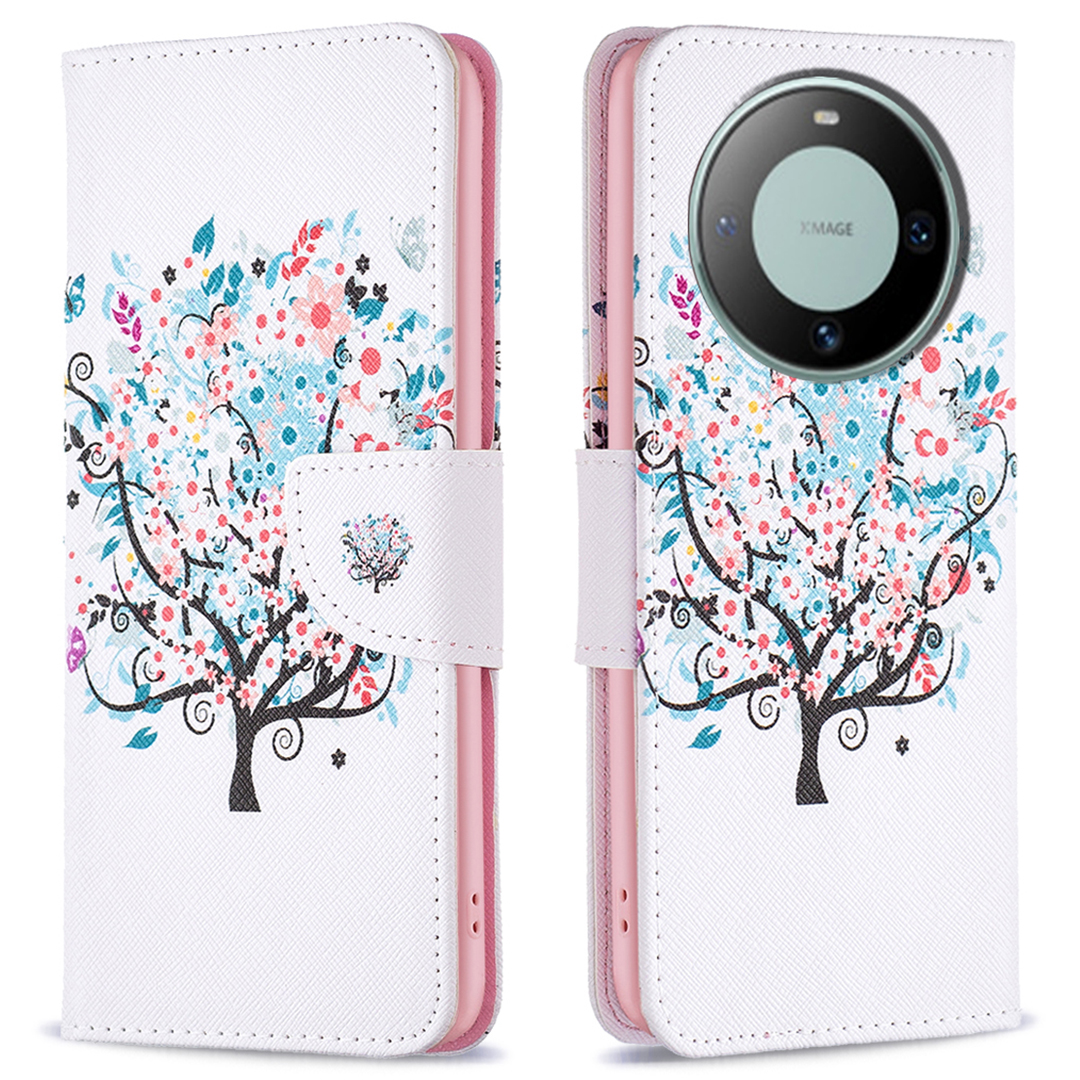 

PU Leder -telefonhülle Für Huawei Mate 60, Ständer Brieftaschenmusterdruckabdeckung - Blumenbaum, Huawei Mate 60