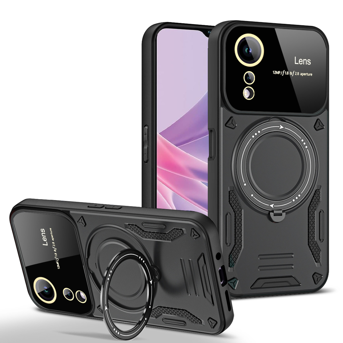 

Rotierender Ring -kickstand -fall Für Oppo A78 5G PC+TPU Magnetische Telefonabdeckung Kompatibel Mit Magsafe - Schwarz, Oppo A78 5G