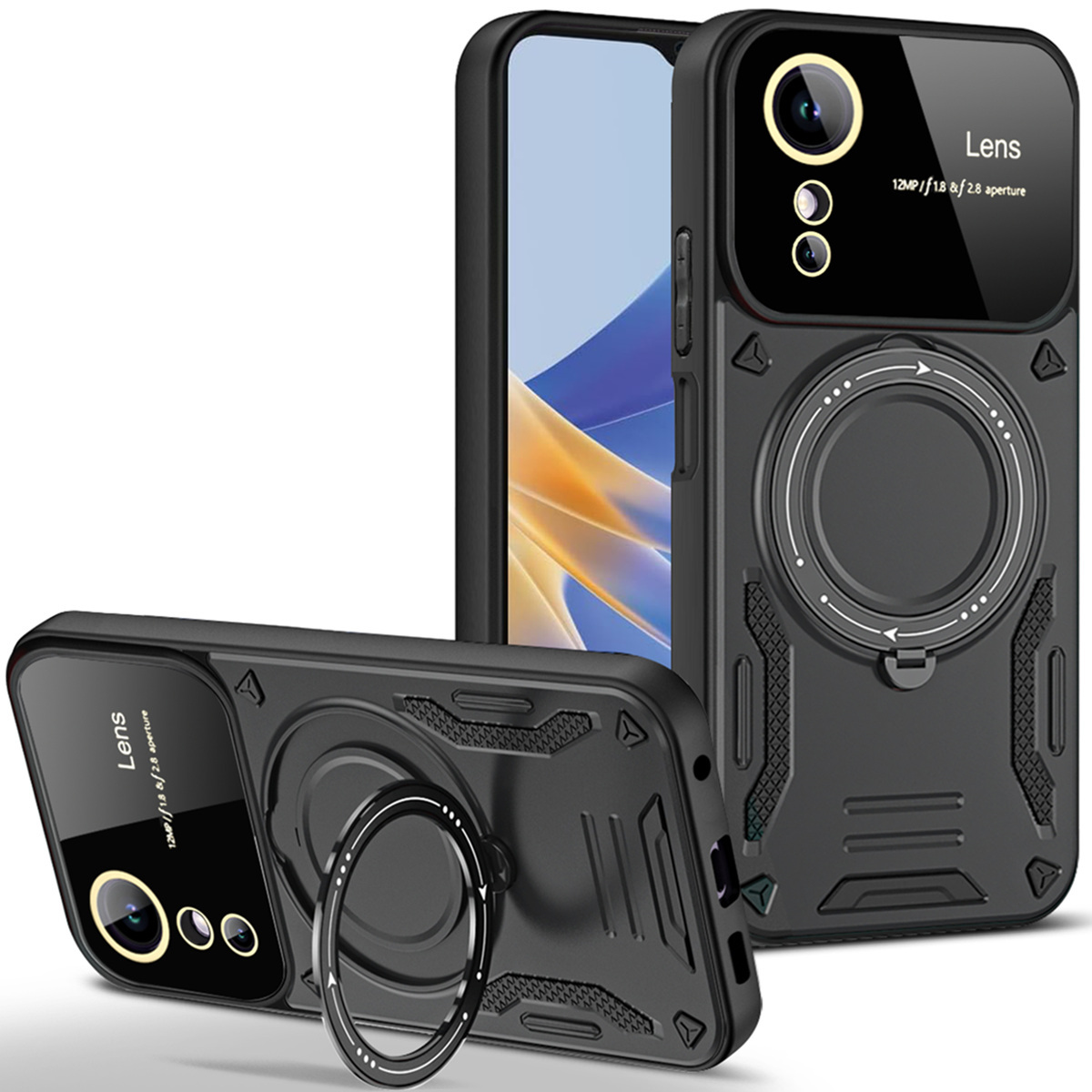 

Für Oppo A17 4G PC+TPU Drop-proof-hülle Kickstand-telefonabdeckung Kompatibel Mit Magsafe - Schwarz, Oppo A17 4G