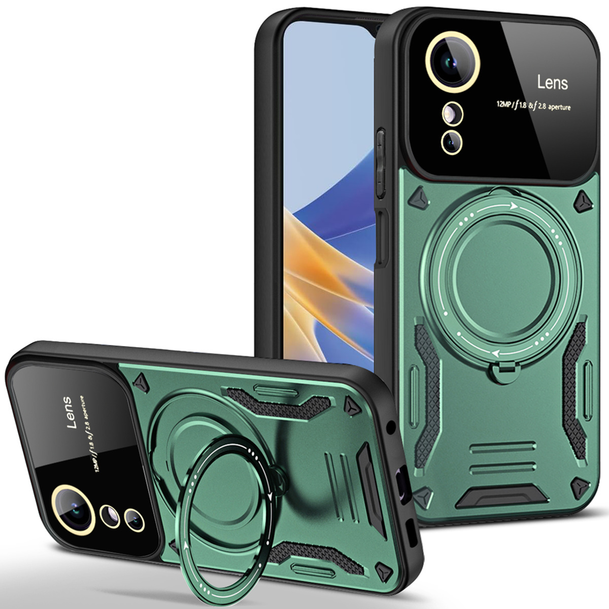 

Für Oppo A17 4G PC+TPU Drop-proof-hülle Kickstand-telefonabdeckung Kompatibel Mit Magsafe - Grün, Oppo A17 4G