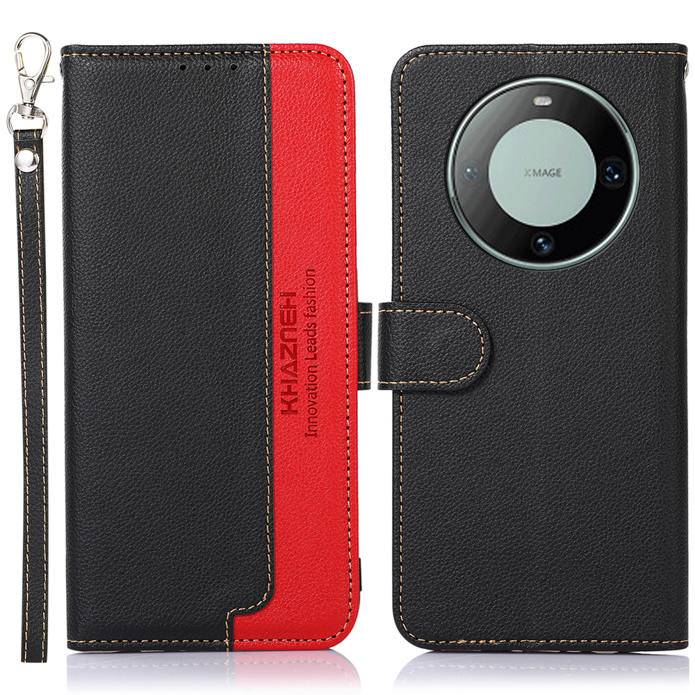 

Khazneh Rfid Blocking Wallet Hülle Für Huawei Mate 60 Pro Litchi Textur PU Leder Telefonabdeckung - Schwarz, Huawei Mate 60 Pro