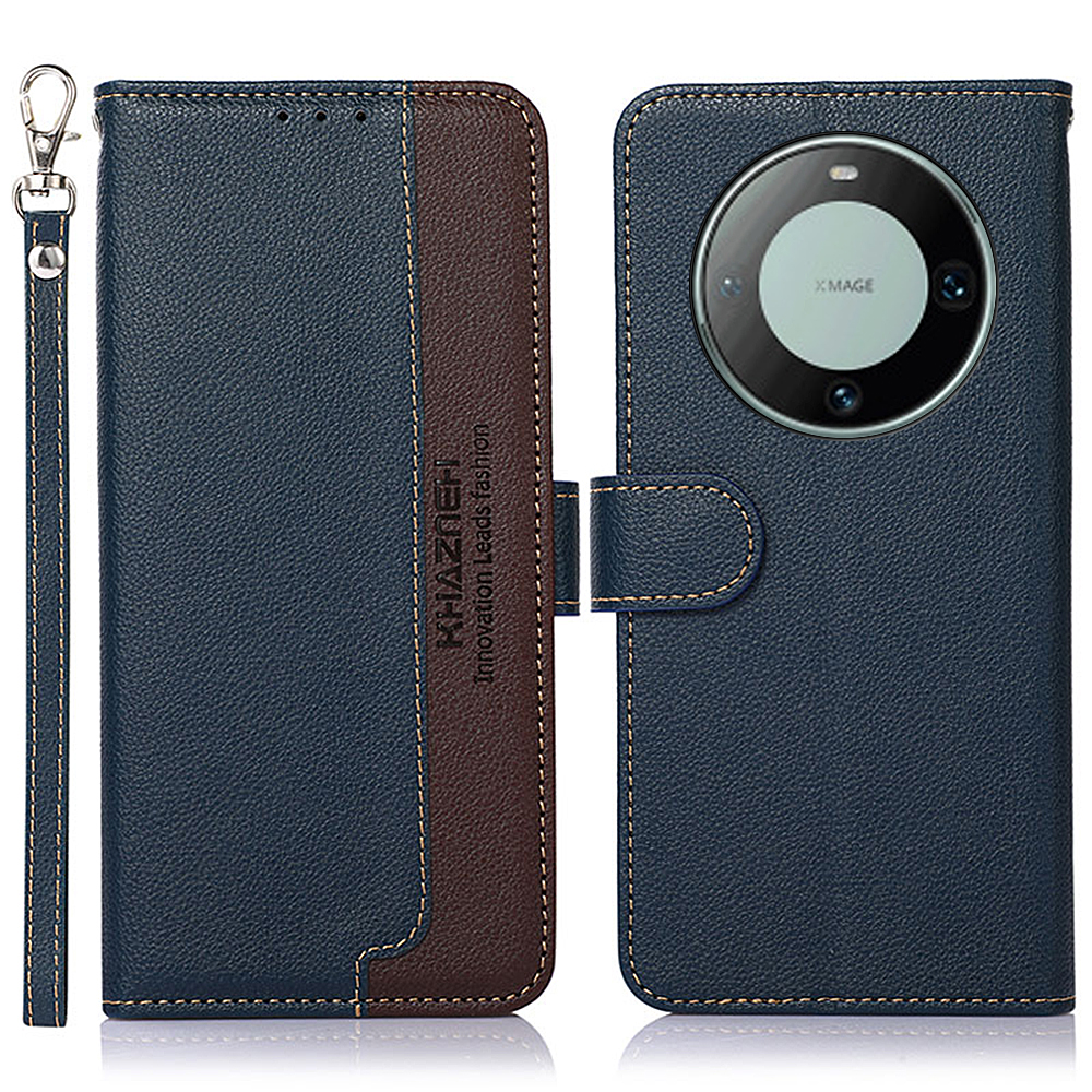 

Khazneh Rfid Blocking Wallet Hülle Für Huawei Mate 60 Pro Litchi Textur PU Leder Telefonabdeckung - Blau, Huawei Mate 60 Pro