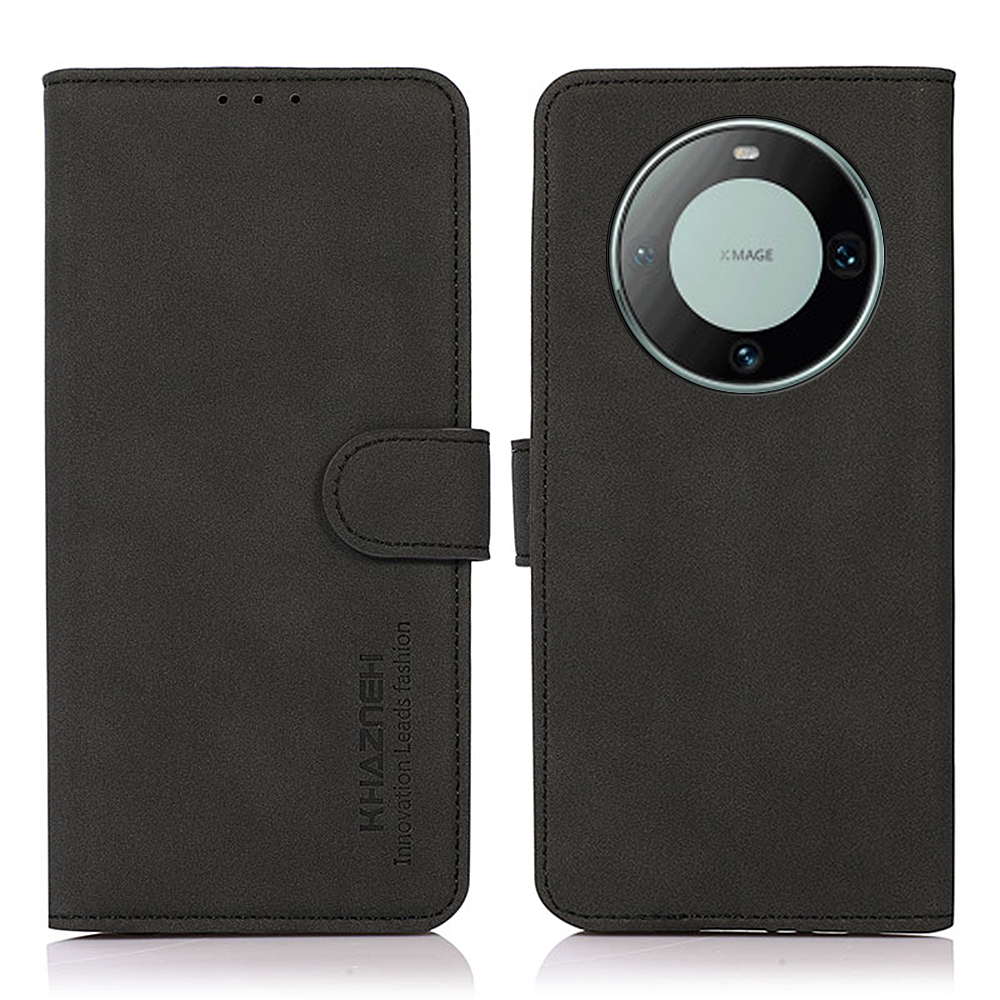 

Khazneh Für Huawei Mate 60 Strukturierte Brieftaschenstand Deckung Magnetische Schließung PU Leder Telefonhülle - Schwarz, Huawei Mate 60