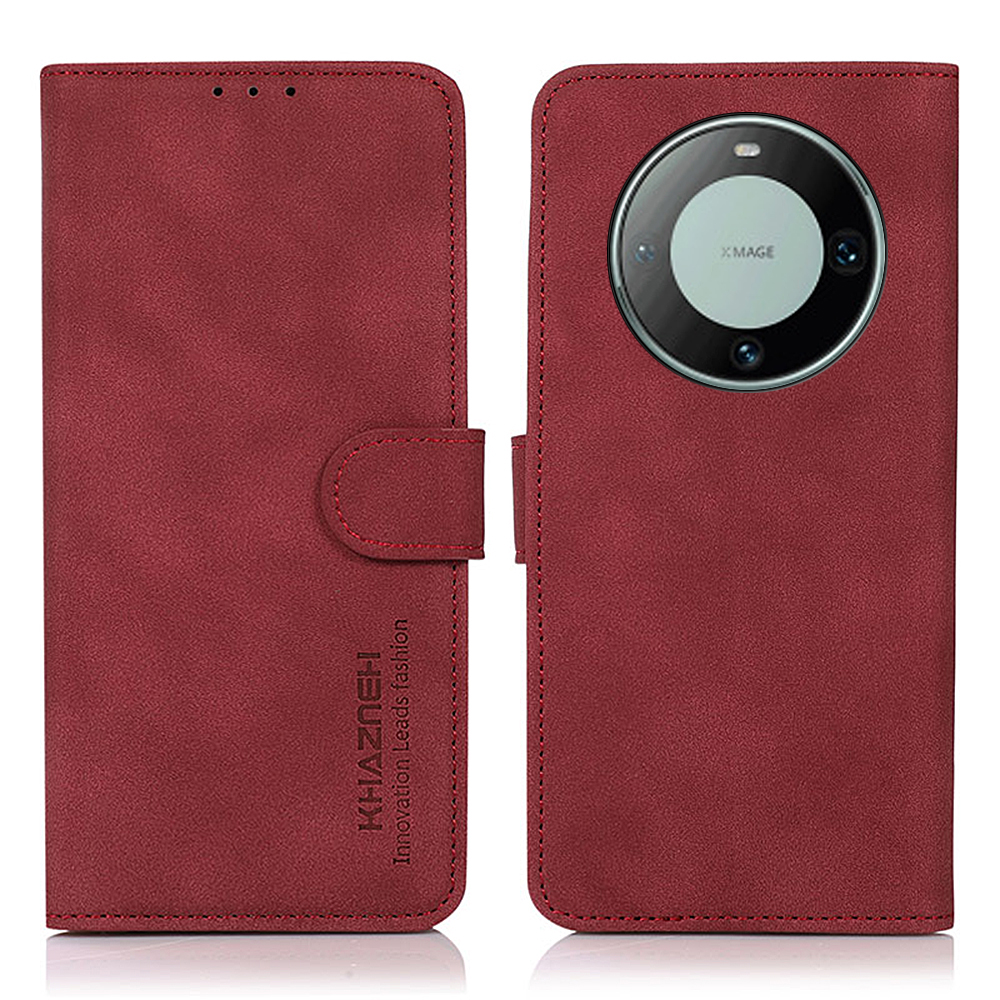 

Khazneh Für Huawei Mate 60 Strukturierte Brieftaschenstand Deckung Magnetische Schließung PU Leder Telefonhülle - Rot, Huawei Mate 60