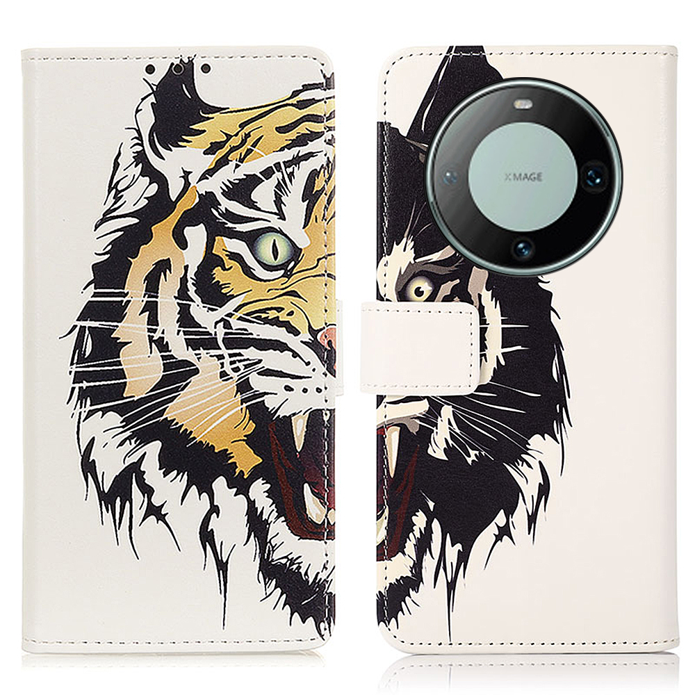 

Für Huawei Mate 60 Musterdruck Voll Eingewickelter PU Leder -telefonhülle Wallet Stand Cover - Tiger, Huawei Mate 60