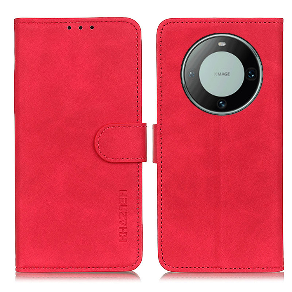 

Khazneh Für Huawei Mate 60 Support Ständer Mobiltelefon Hülle Retro Textur PU Leder Brieftasche Telefonabdeckung - Rot, Huawei Mate 60