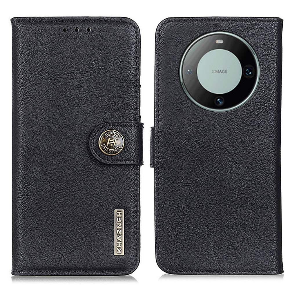 

Khazneh Für Huawei Mate 60 Pro pu Leder Brieftasche Cowide Textur Telefonhülle Mit Ständer - Schwarz, Huawei Mate 60 Pro