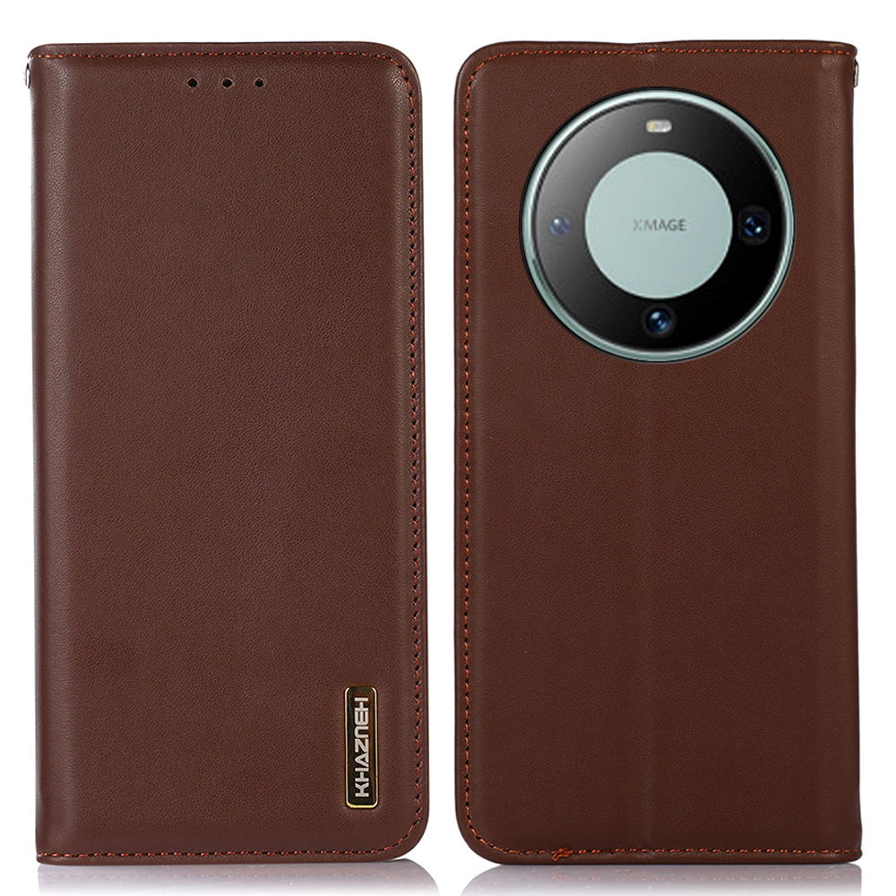 

Khazneh Für Huawei Mate 60 Echte Kuhleder -telefonhülle RFID Blocking Wallet Stand Cover - Braun, Huawei Mate 60