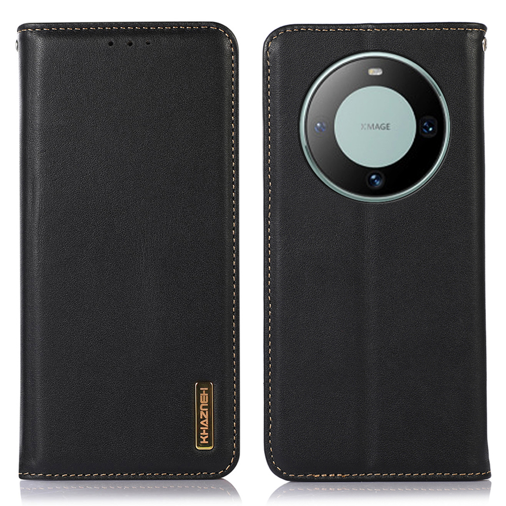 

Khazneh Für Huawei Mate 60 Echte Kuhleder -telefonhülle RFID Blocking Wallet Stand Cover - Schwarz, Huawei Mate 60