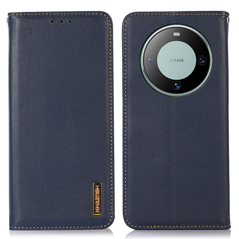 

Khazneh Für Huawei Mate 60 Echte Kuhleder -telefonhülle RFID Blocking Wallet Stand Cover - Blau, Huawei Mate 60