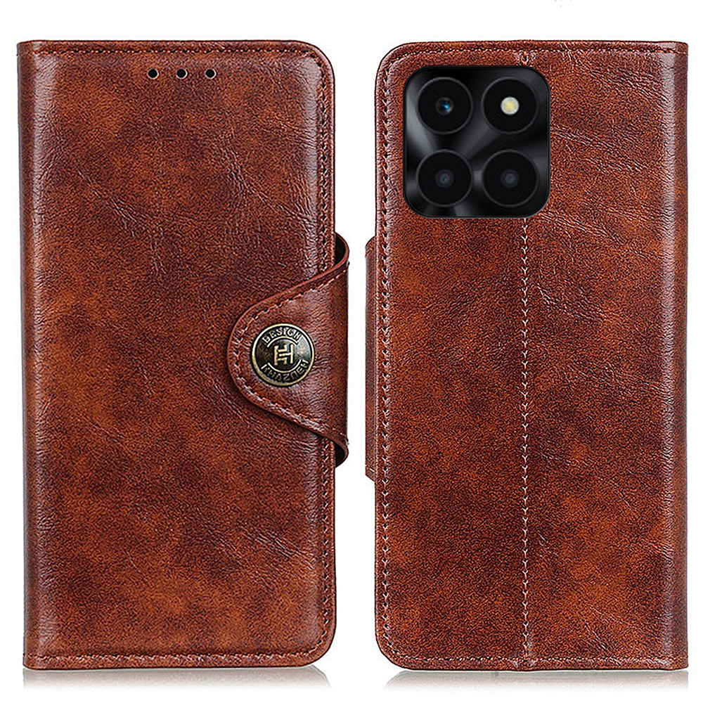 

Khazhen Für Ehren X6a 4G Anti-scratch-brieftaschenhülle Pu-leder-drop-schutzständer Cover - Braun, Honor X6a 4G