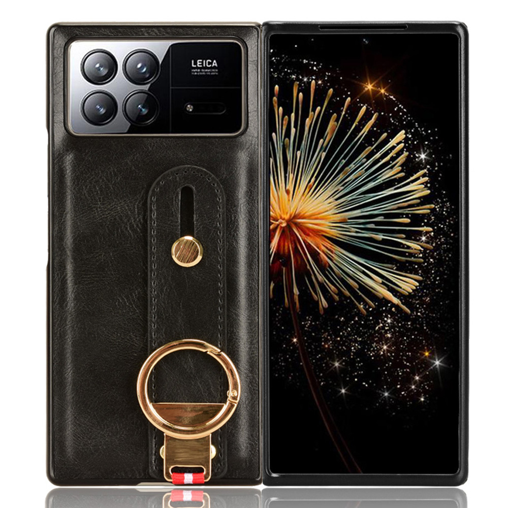 

Für Xiaomi Mix Fold 3 5g Armband Kickstand Phone Hülle PU -leder -pc+tpu -faltabdeckung Mit Nackengurt - Schwarz, Xiaomi Mix Fold 3 5G