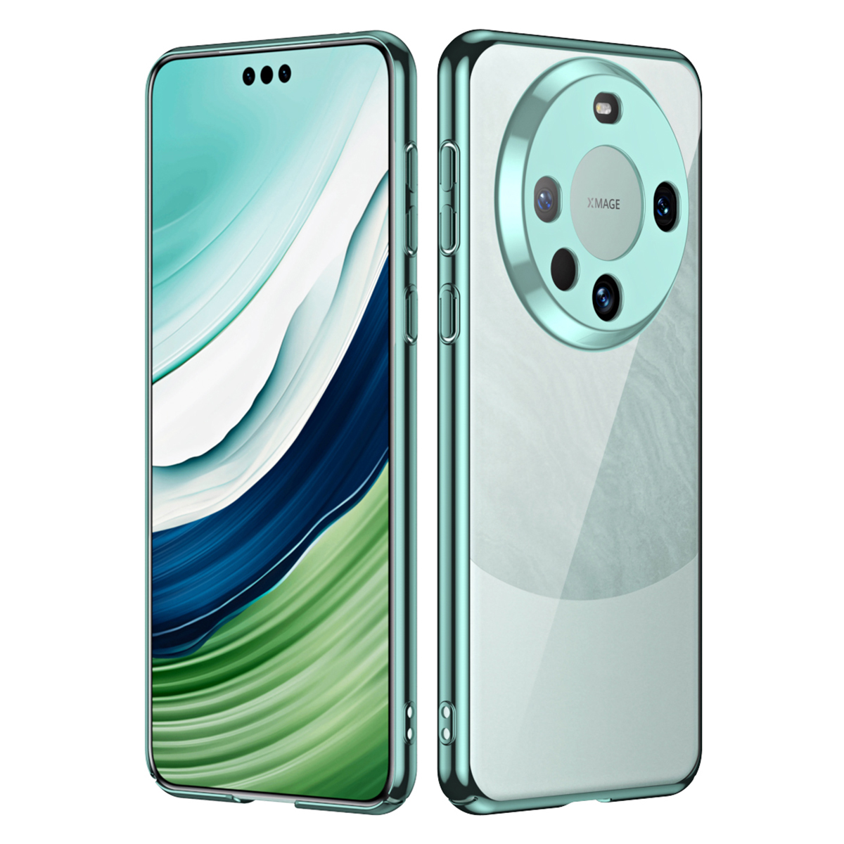 

Für Huawei Mate 60 Pro Drop-of-pc-telefonhülle Elektroplieren Von Stoßdämpfer Mobiltelefonabdeckung - Grün, Huawei Mate 60 Pro