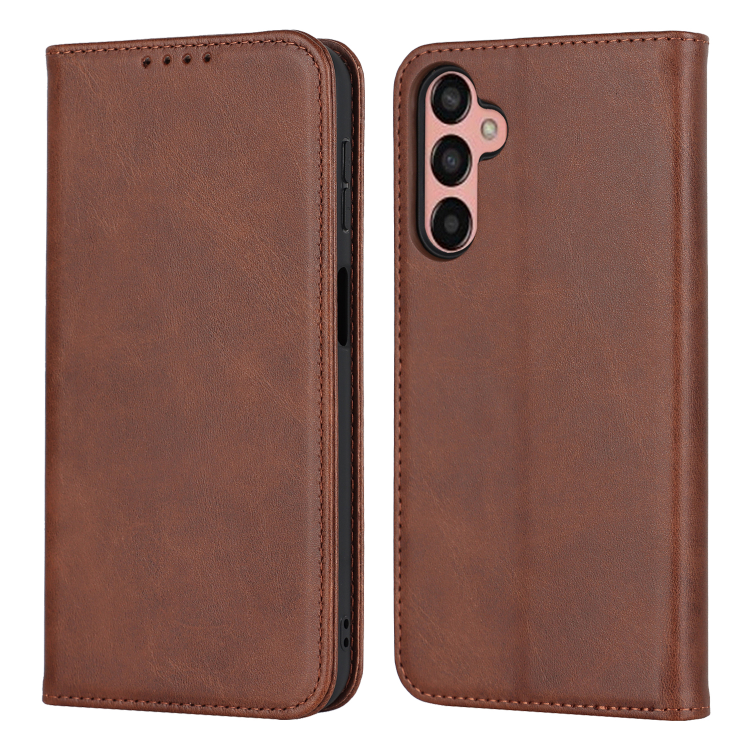 

Für Samsung Galaxy A25 5G Kälbertextur Schutzhülle Anti-drogen-leder-standard-brieftasche Telefonabdeckung - Dunkelbraun, Galaxy A25 5G