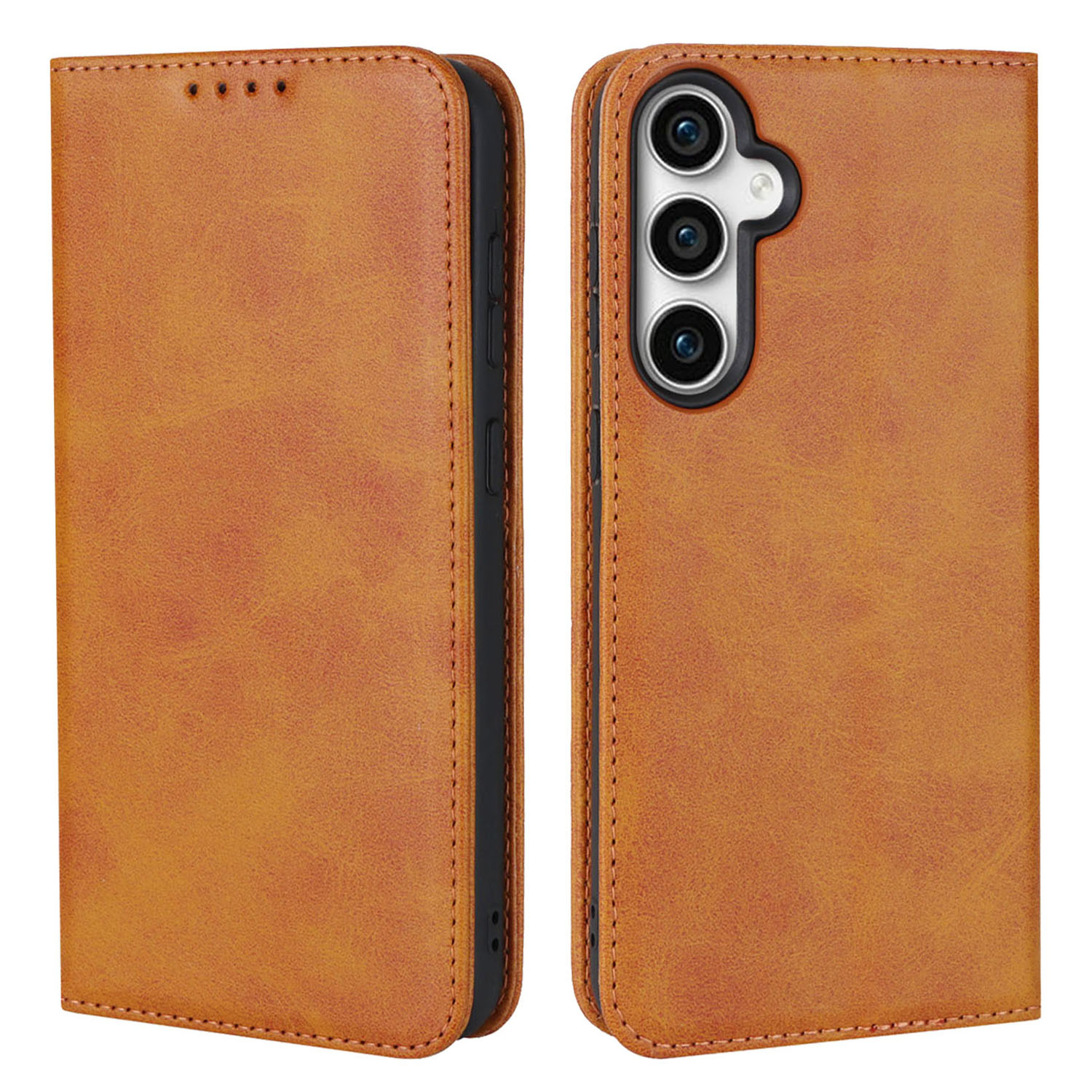 

Für Samsung Galaxy S23 fe Kälbertextur Anti-fall-hülle Leder-brieftasche Telefonabdeckung - Hellbraun, Galaxy S23 FE