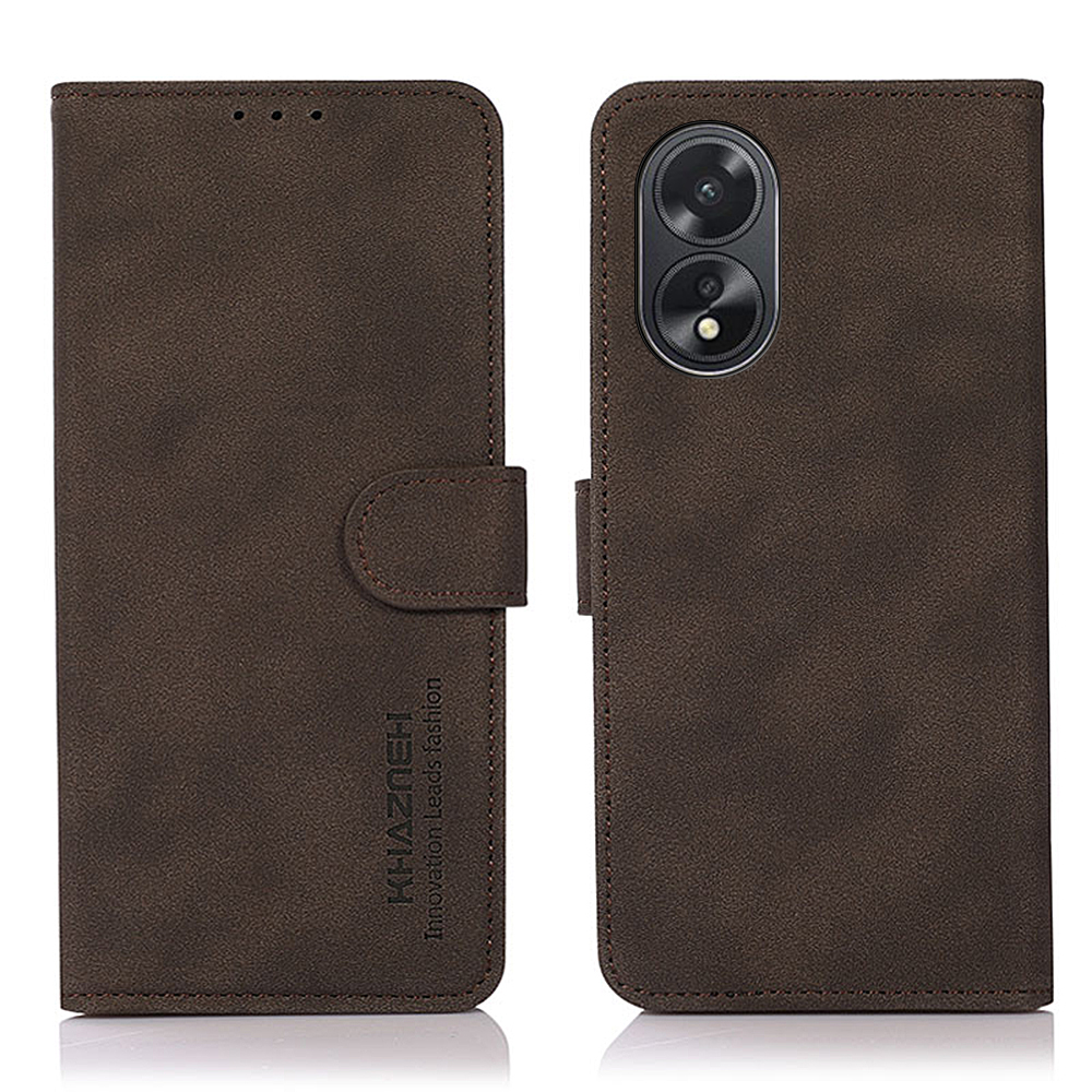 

Khazneh Für Oppo A38 4G Magnetic Clasp Wallet Stand Cover Strukturierte PU Leder Telefonhülle - Braun, Oppo A38 4G