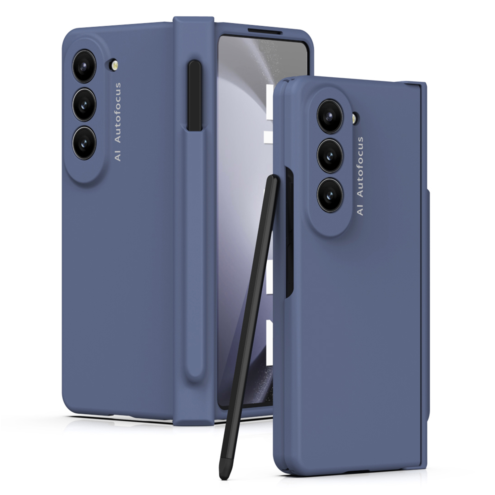

Für Samsung Galaxy Z Fold5 5G PC Phone Hülle Anti-drop-abdeckung Mit Temperamentvollem Gla-screenfilm Und Stift - Blau, Galaxy Z Fold5 5G