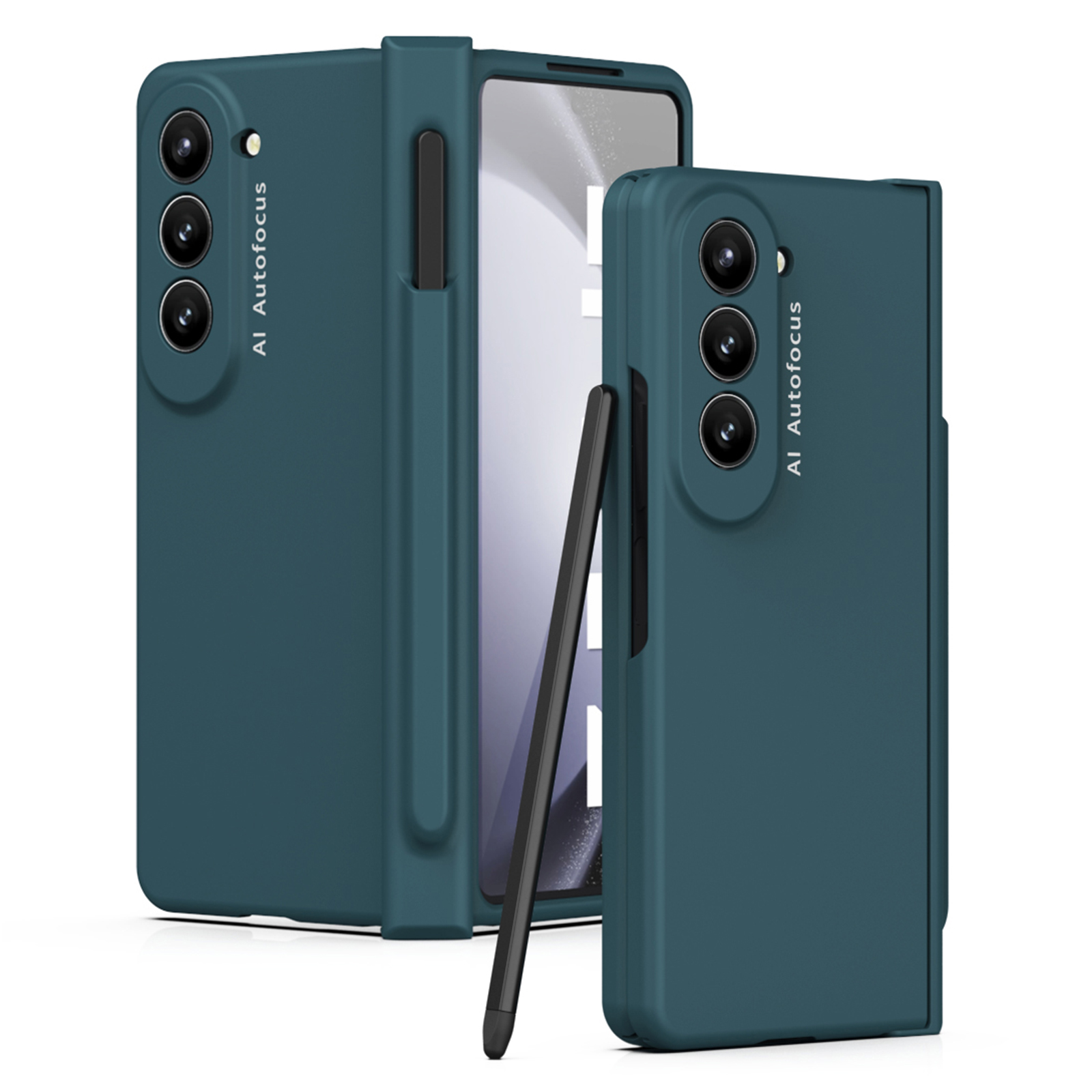 

Für Samsung Galaxy Z Fold5 5G PC Phone Hülle Anti-drop-abdeckung Mit Temperamentvollem Gla-screenfilm Und Stift - Grün, Galaxy Z Fold5 5G