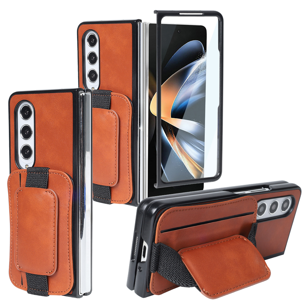 

Für Samsung Galaxy Z Fold4 5G Hülle PU Leder+pc Card Slot Kickstand -telefonabdeckung - Braun, Galaxy Z Fold4 5G