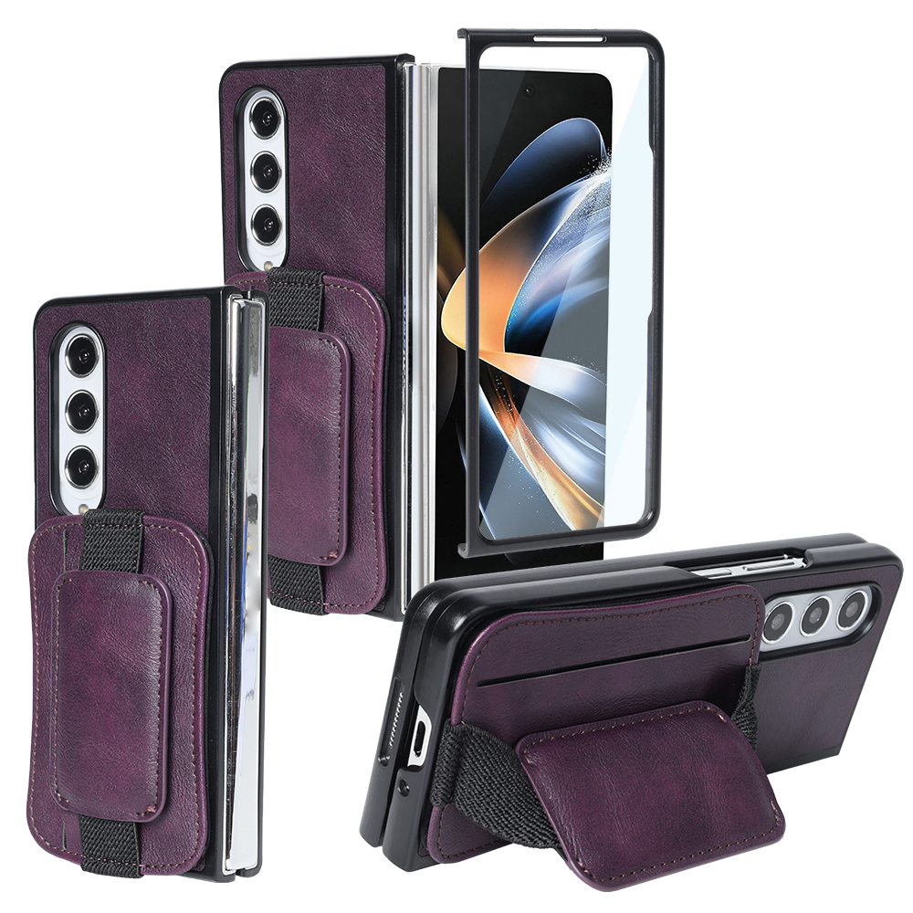 

Für Samsung Galaxy Z Fold4 5G Hülle PU Leder+pc Card Slot Kickstand -telefonabdeckung - Lila, Galaxy Z Fold4 5G