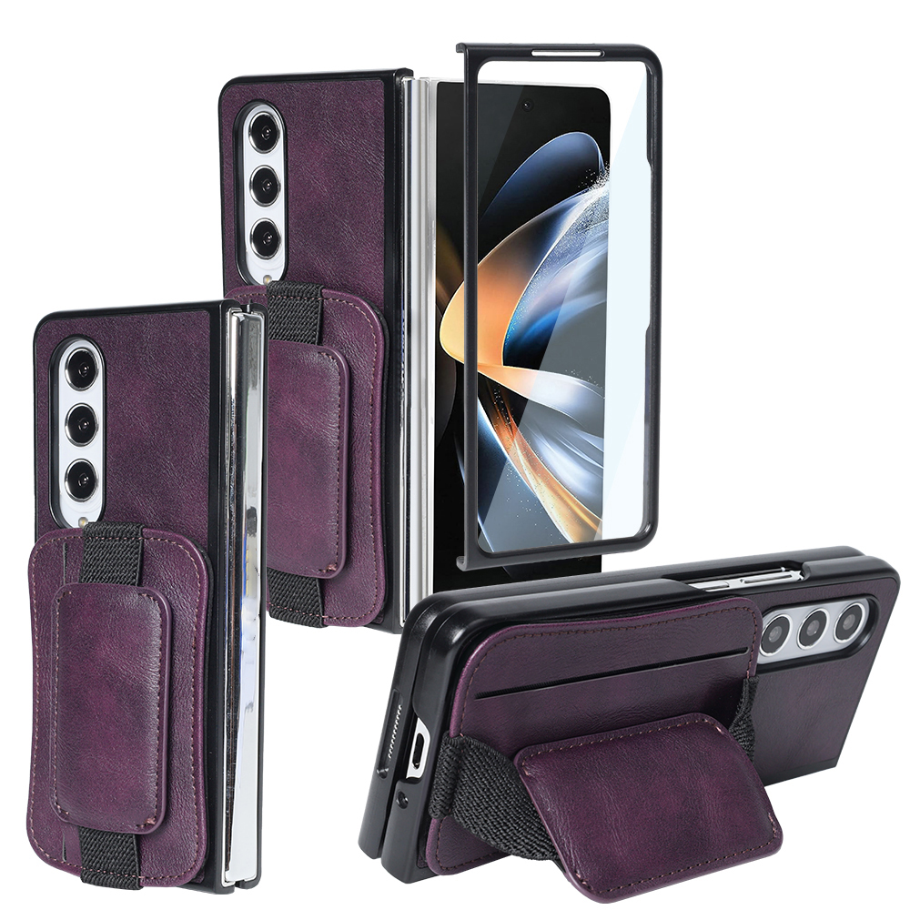 

Für Samsung Galaxy Z Fold3 5G Hülle Rotierende Kickstand -kartenhalter -schutzabdeckung - Lila, Galaxy Z Fold3 5G